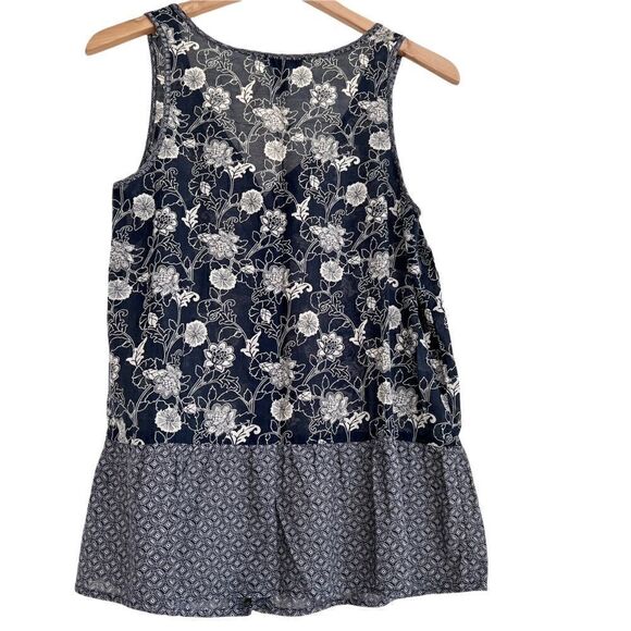 Gap Cottagecore Floral Long Tank Top Navy + White Small - Picture 4 of 6